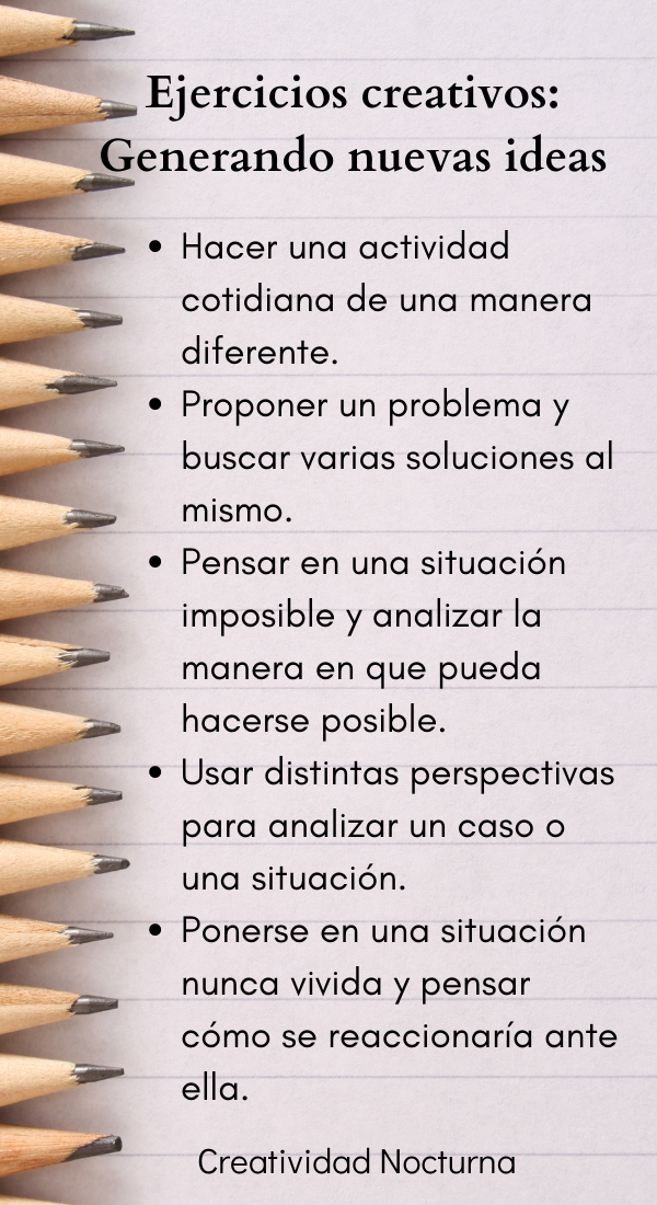 Ejercicios creativos: generando nuevas ideas